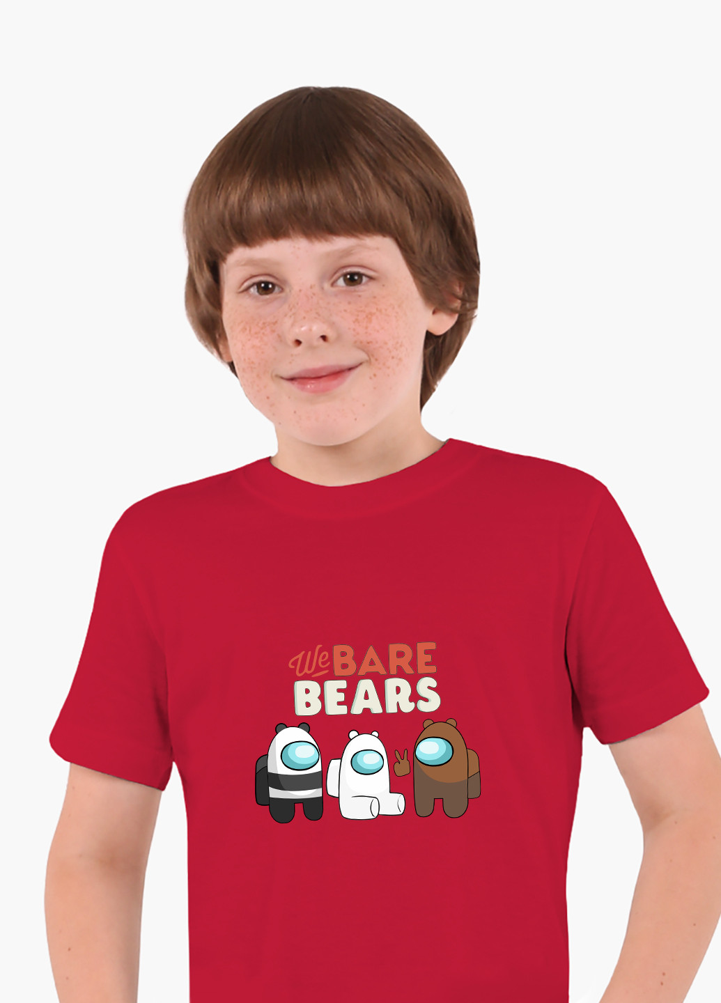 Красная демисезонная футболка детская вся правда о медведях (we bare bears)(9224-2668) MobiPrint