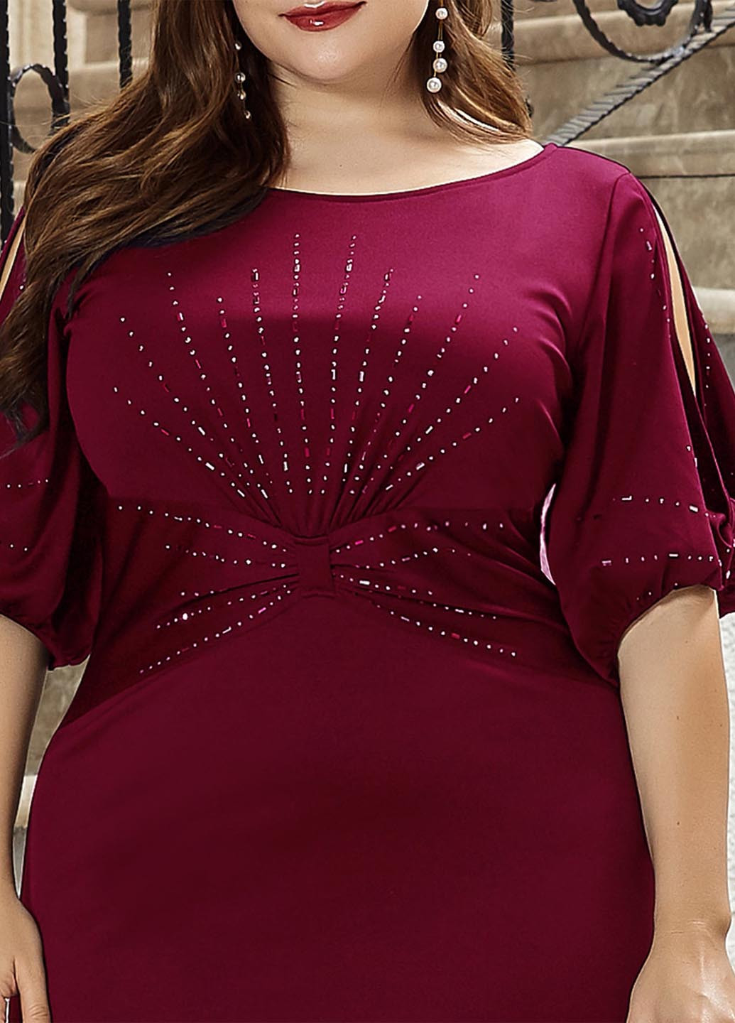 Бордовое праздничный, вечернее платье годе SHEIN однотонное