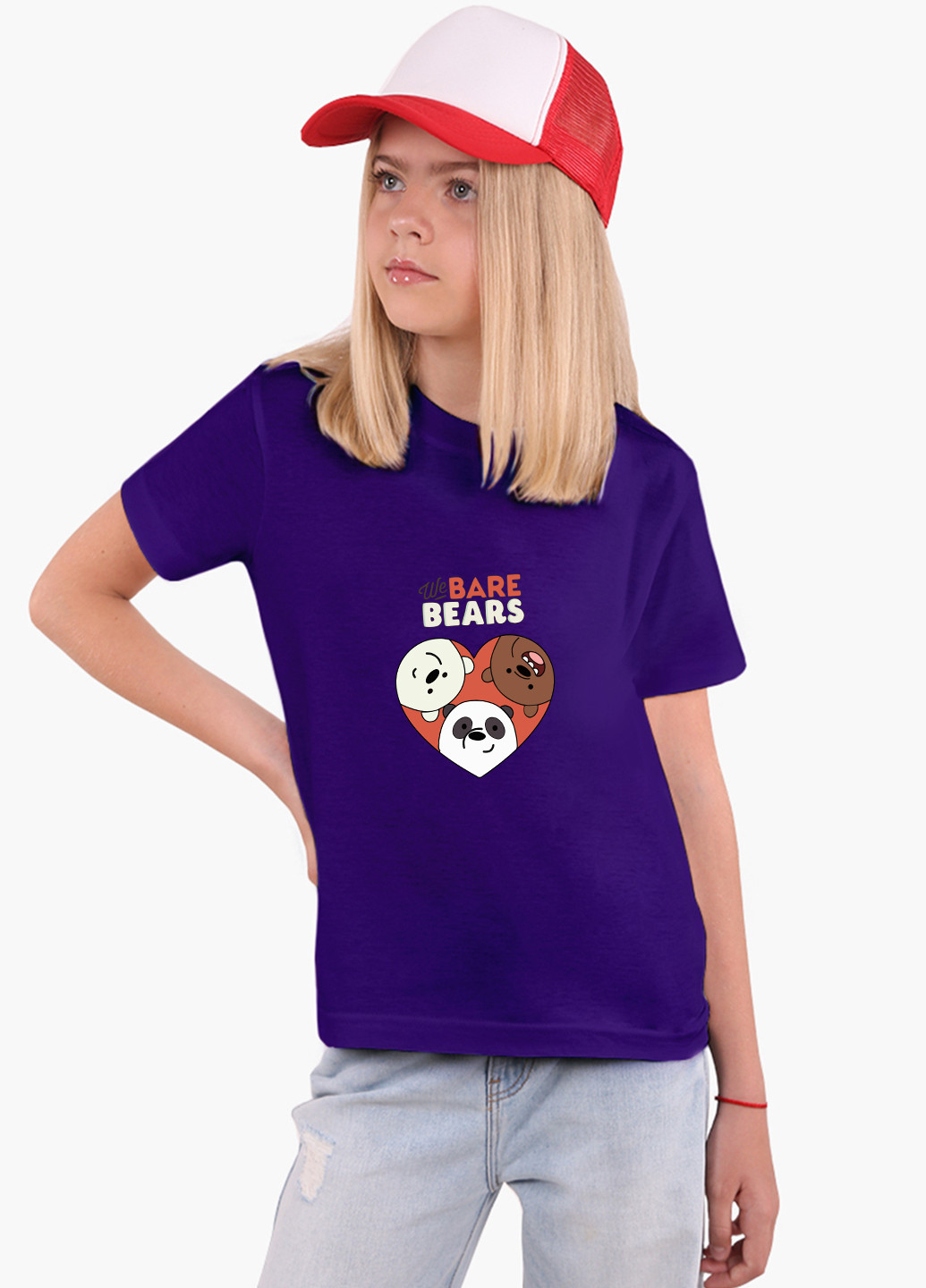 Фіолетова демісезонна футболка дитяча вся правда про ведмедів (we bare bears) (9224-2669) MobiPrint