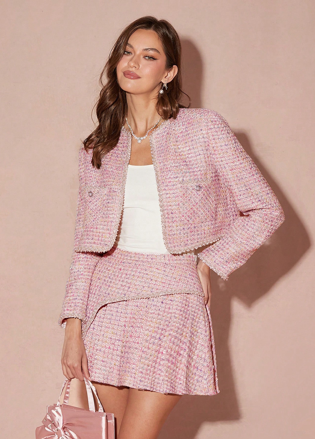 Розово-лиловый женский жакет SHEIN однотонный - демисезонный