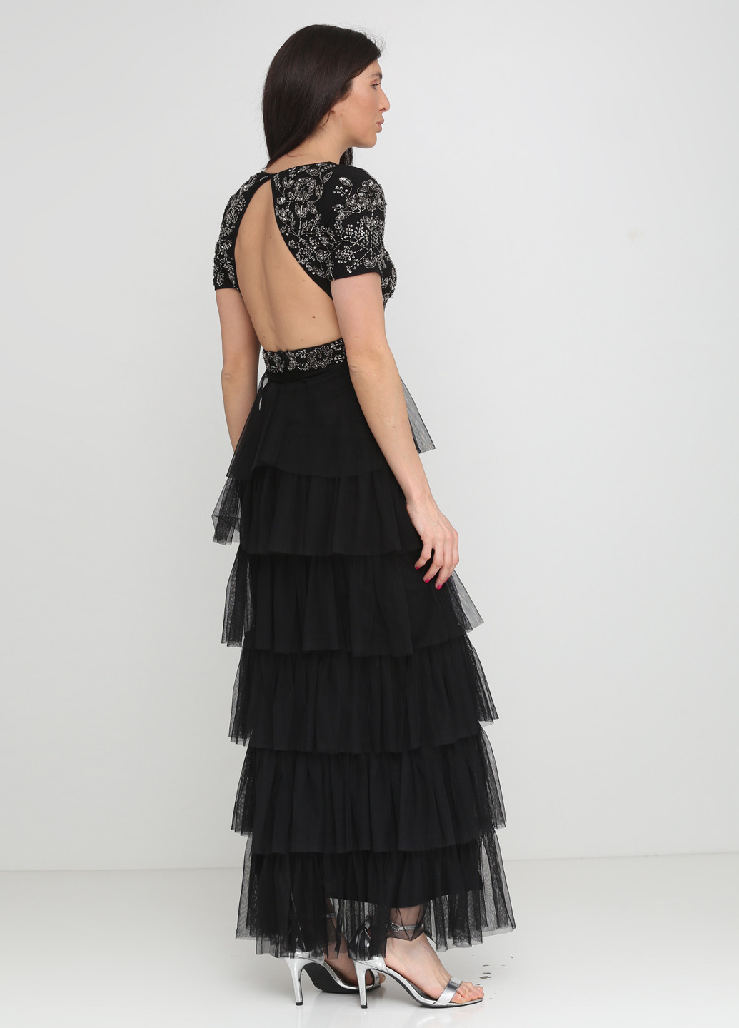 Чорна вечірня сукня Lace & Beads однотонна