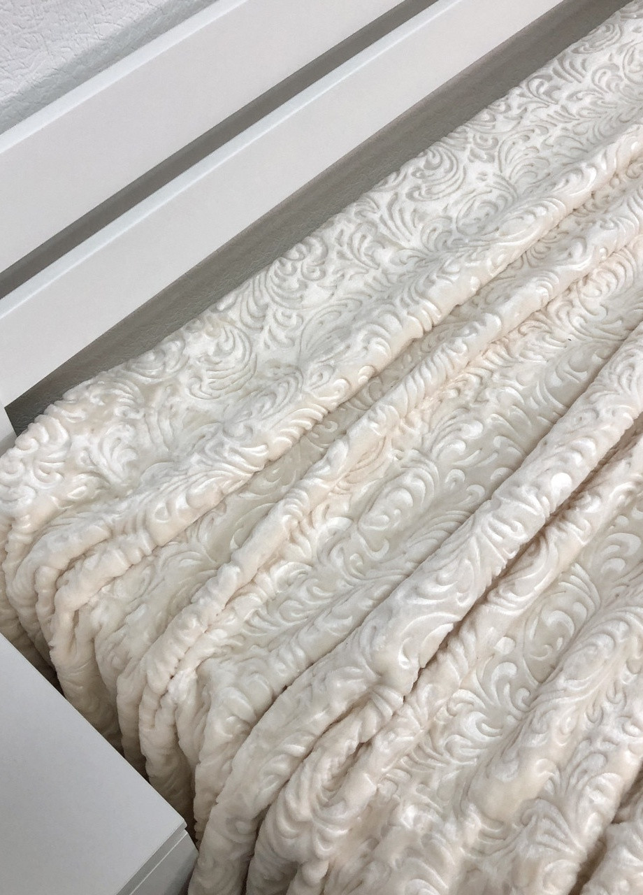 Плед велюровий з видавкою акрил 200х240 пісочний Vie Nouvelle (254397177)