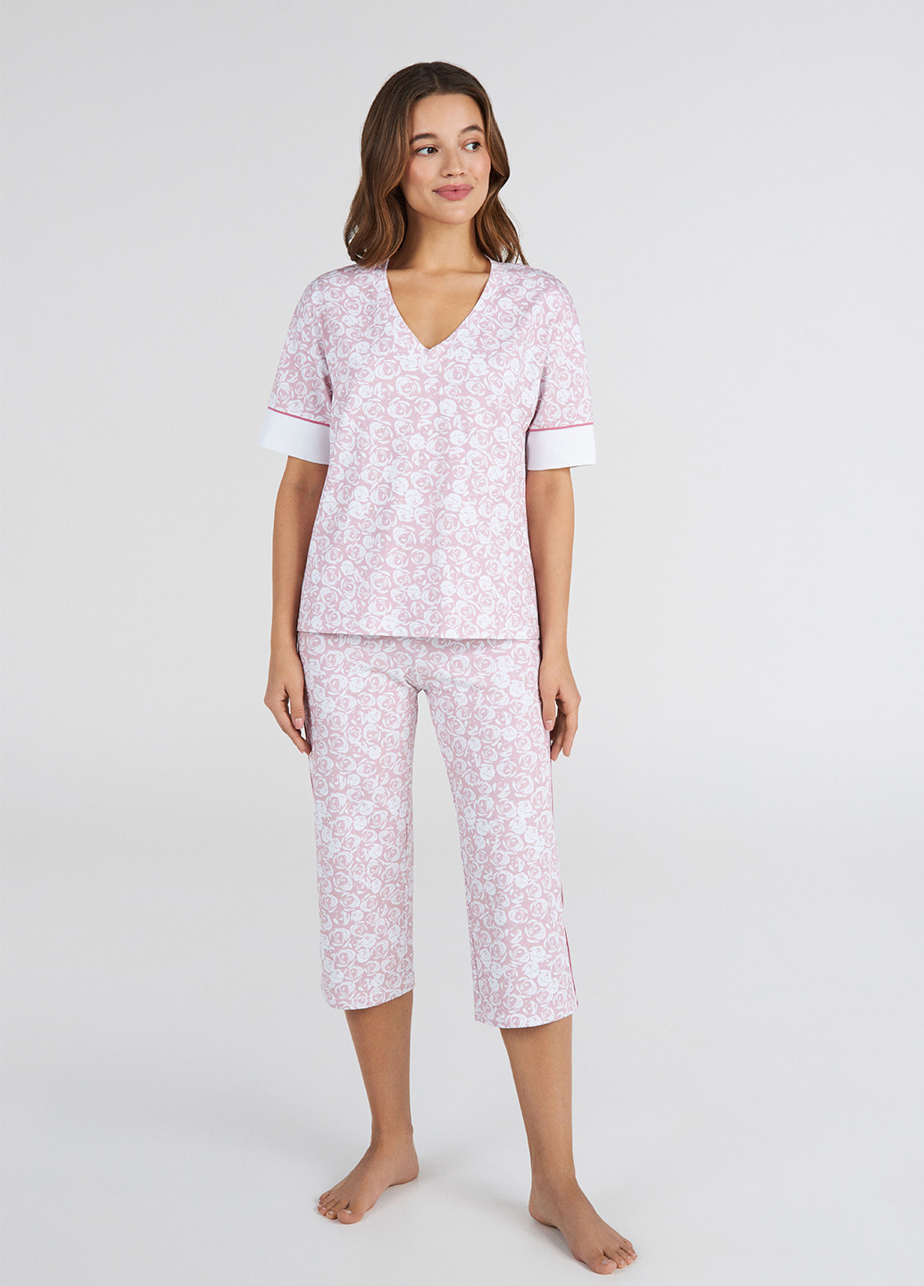 Розовая всесезон пижама (футболка, капри) футболка + капри Ellen