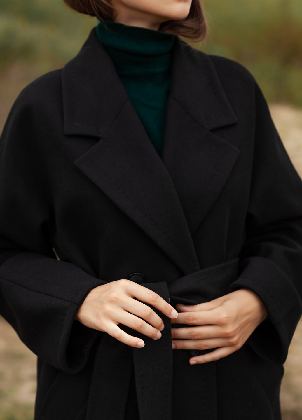 Черное демисезонное Пальто оверсайз MiNiMax