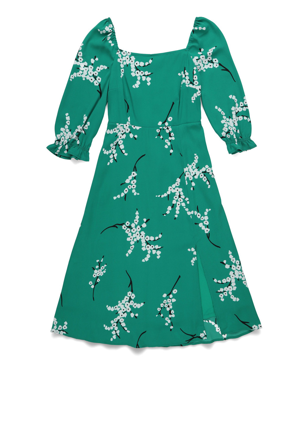 Зеленое кэжуал платье а-силуэт MINT&BERRY с цветочным принтом