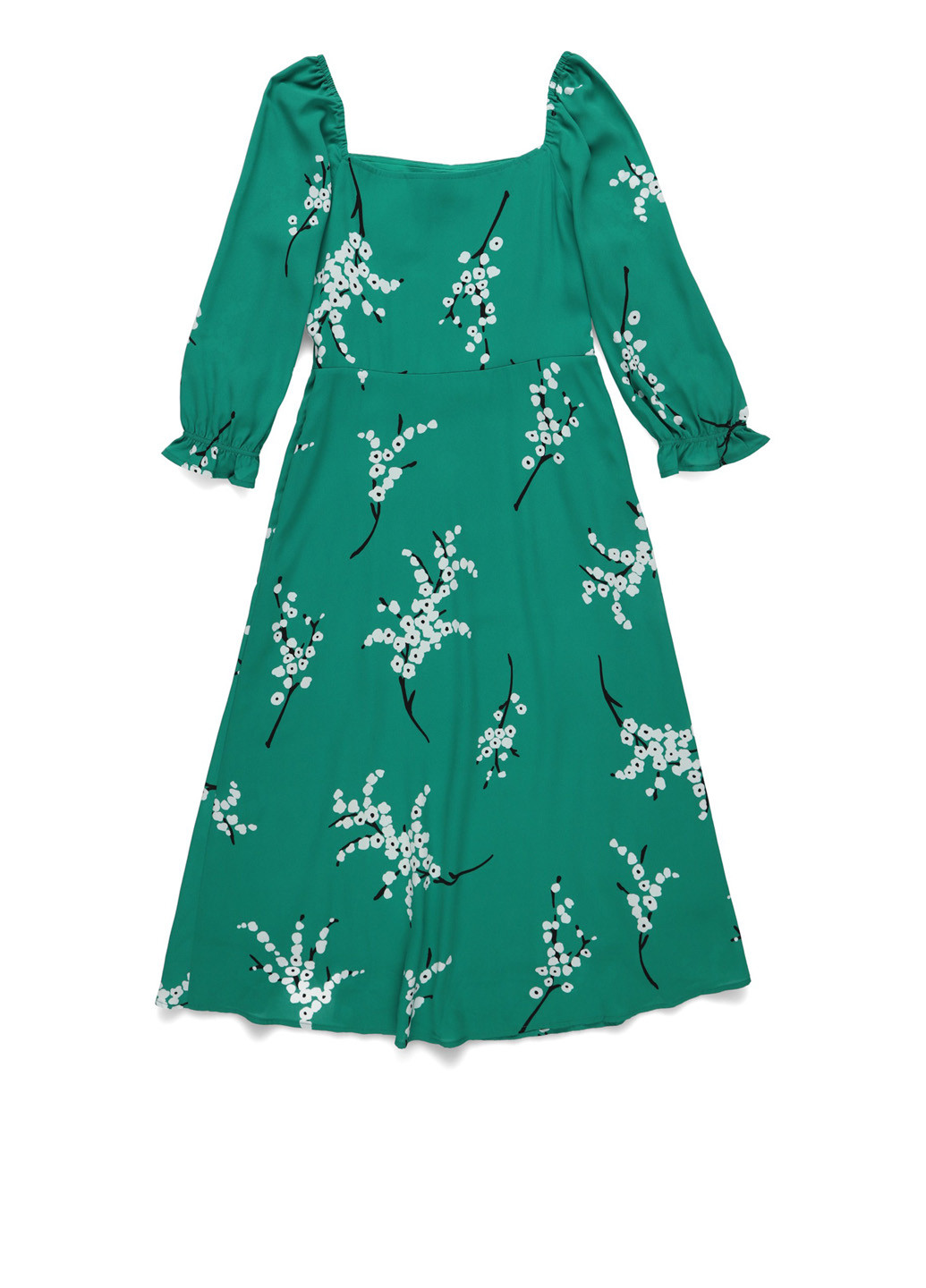 Зеленое кэжуал платье а-силуэт MINT&BERRY с цветочным принтом