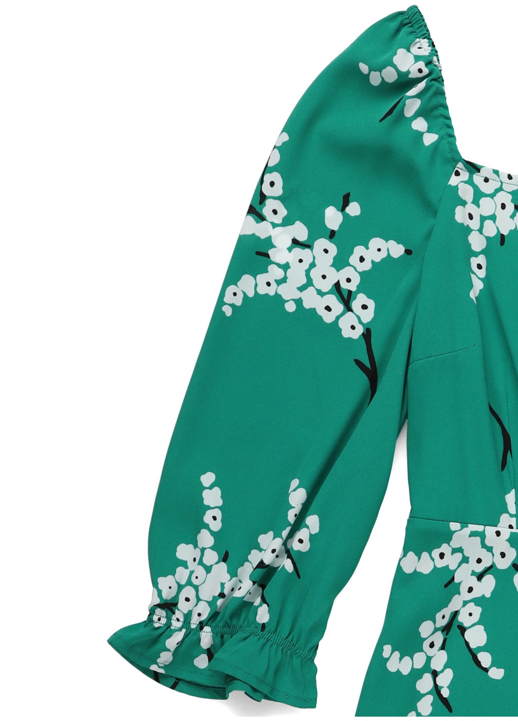 Зеленое кэжуал платье а-силуэт MINT&BERRY с цветочным принтом