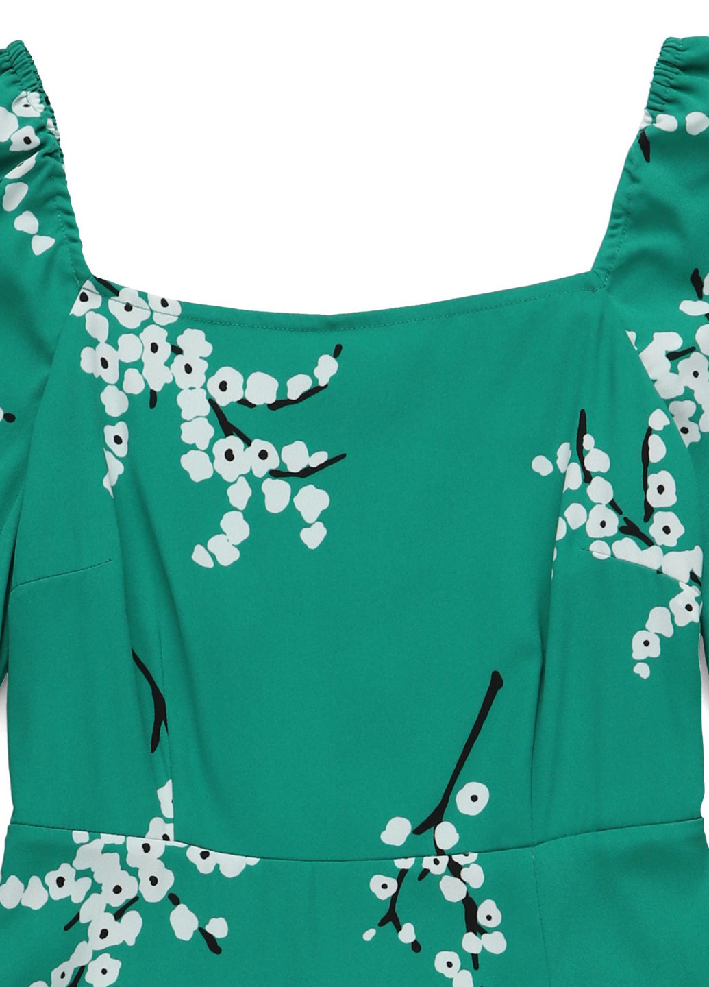 Зеленое кэжуал платье а-силуэт MINT&BERRY с цветочным принтом