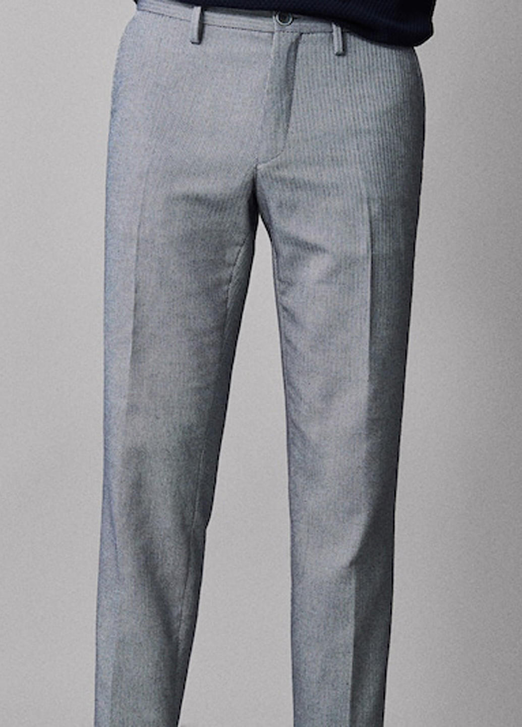 Серо-синие кэжуал демисезонные зауженные брюки Massimo Dutti