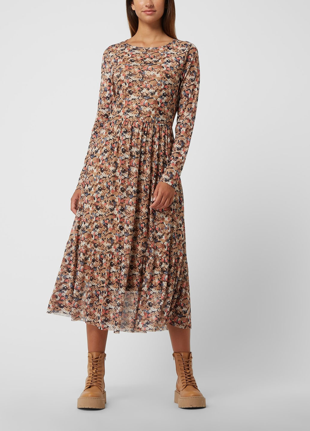 Комбинированное кэжуал платье Tom Tailor с цветочным принтом