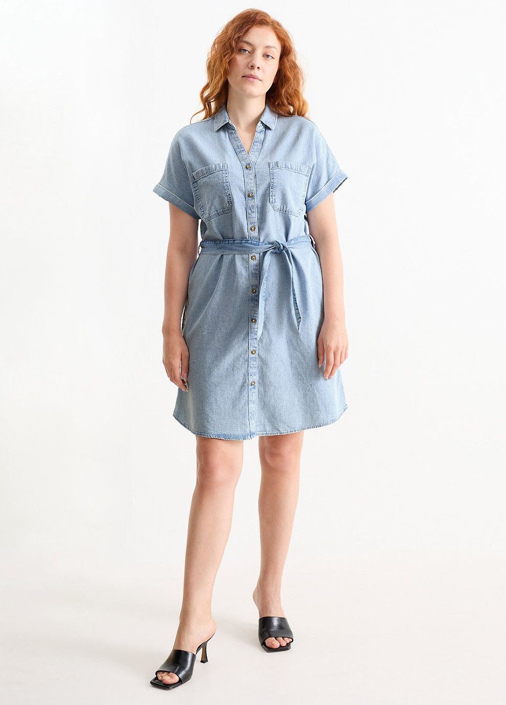 Голубое джинсовое платье рубашка C&A варенка