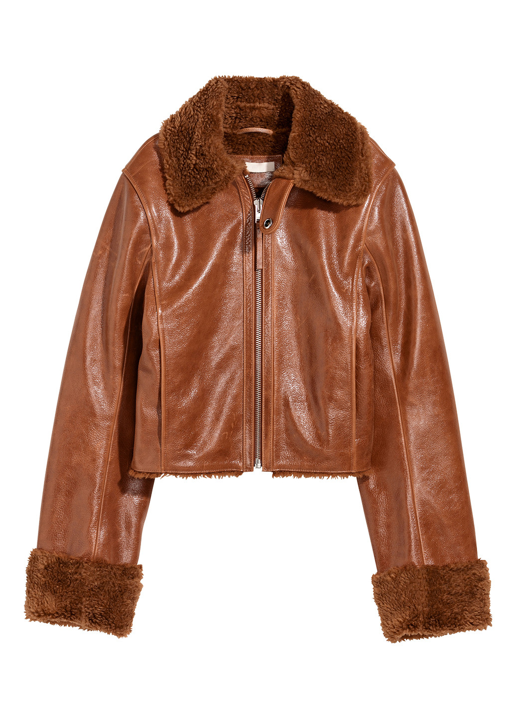 Коричневая демисезонная куртка кожаная H&M