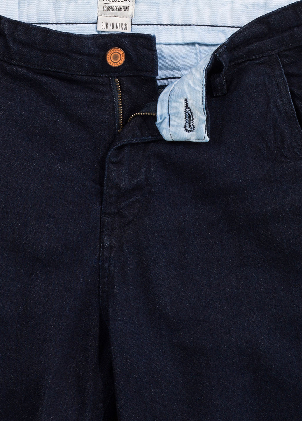 Темно-синие демисезонные зауженные, укороченные джинсы Pull & Bear