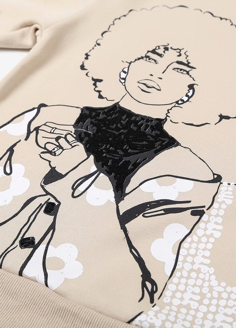 Світшот жіночий з принтом Model Berni Fashion - крій малюнок бежевий кежуал поліестер - (231478435)