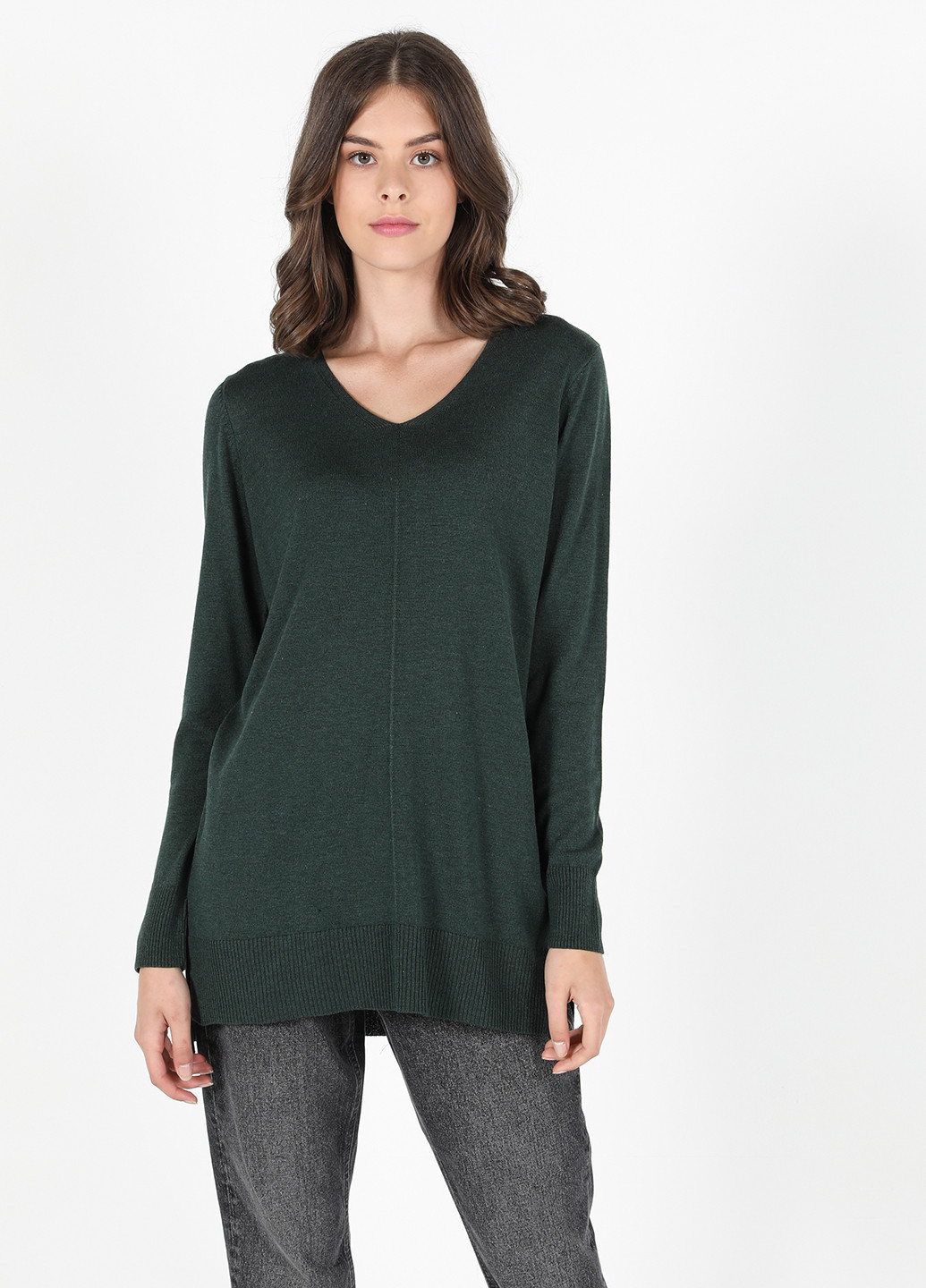 Темно-зеленый зимний пуловер пуловер Colin's