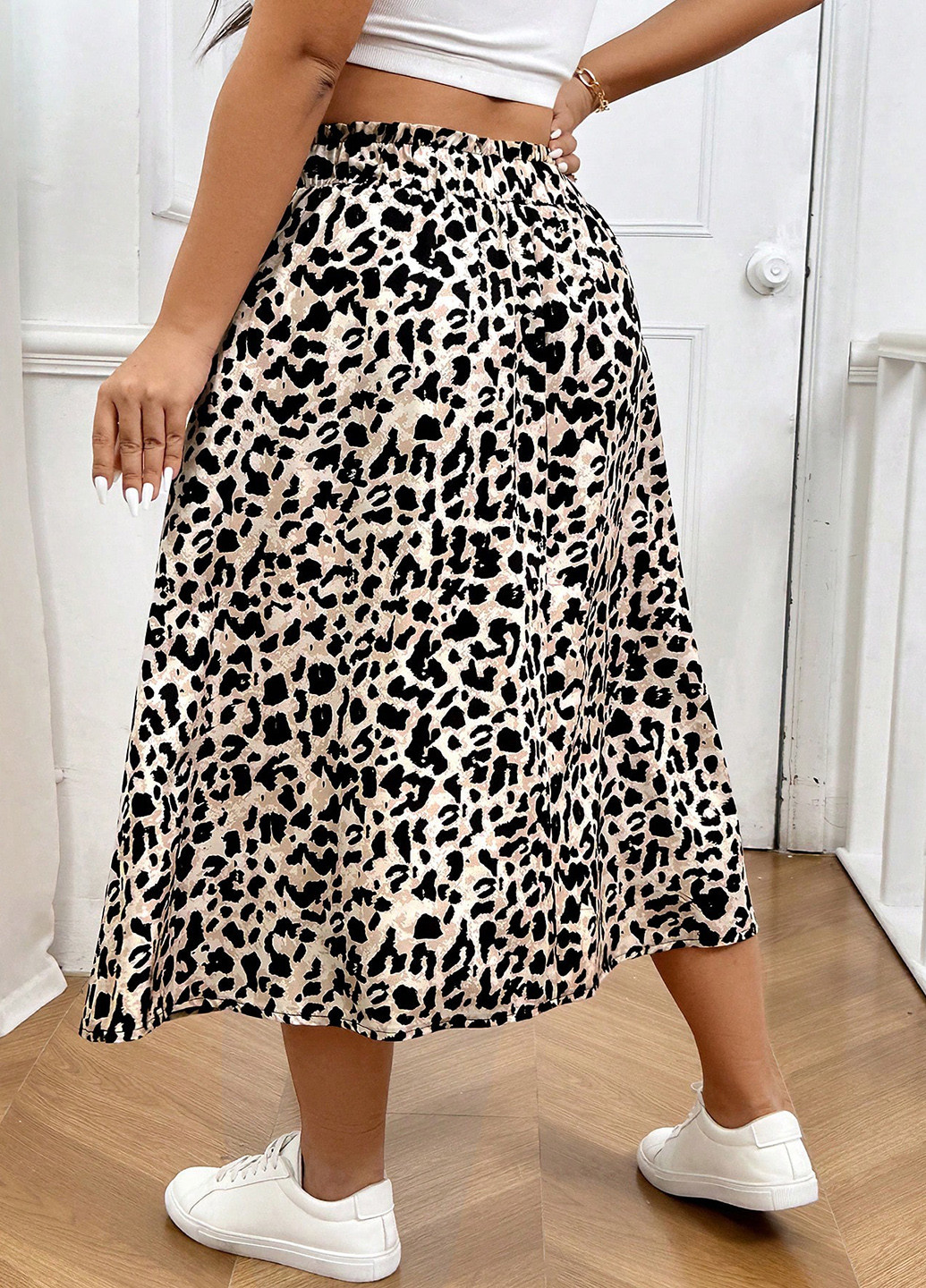 Разноцветная кэжуал леопардовая юбка SHEIN а-силуэта (трапеция)