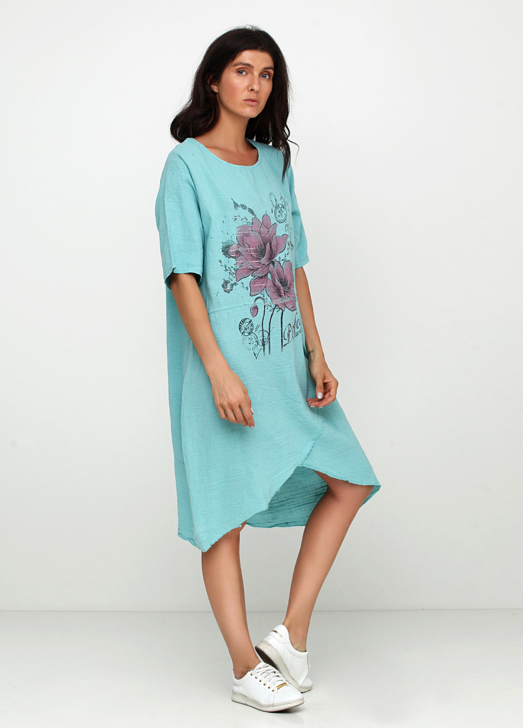 Бирюзовое кэжуал платье My Luna с цветочным принтом