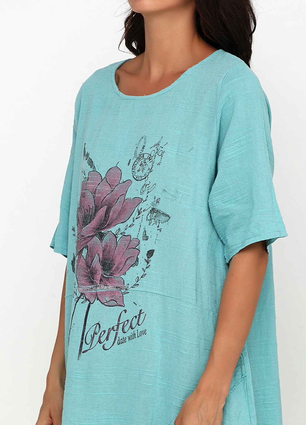 Бирюзовое кэжуал платье My Luna с цветочным принтом