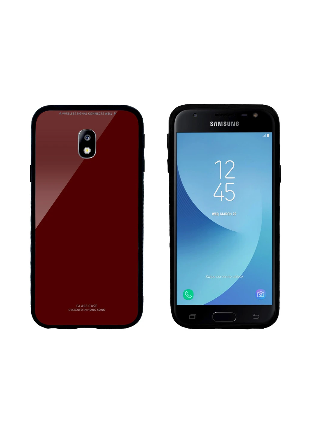Чохол (Real Glass) для Samsung J3 (J330) 2017 (червоний) Intaleo для Samsung J3 (J330) 2017 (красный) (131340156)
