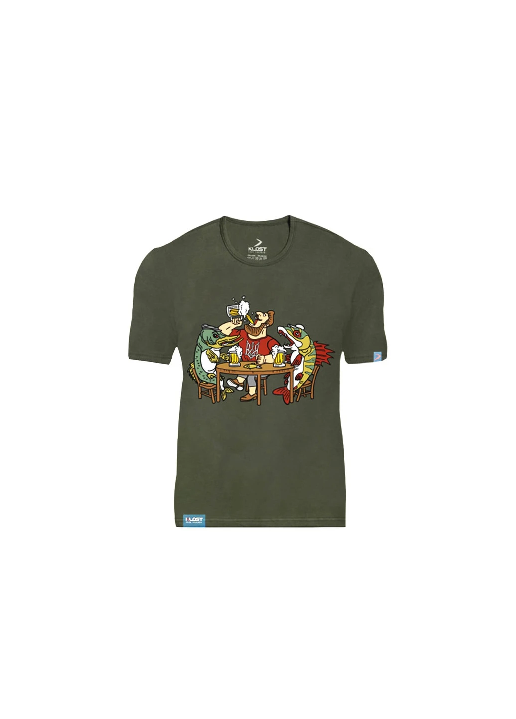 Хаки (оливковая) футболка "паті з рибами" khaki, 2xl Klost