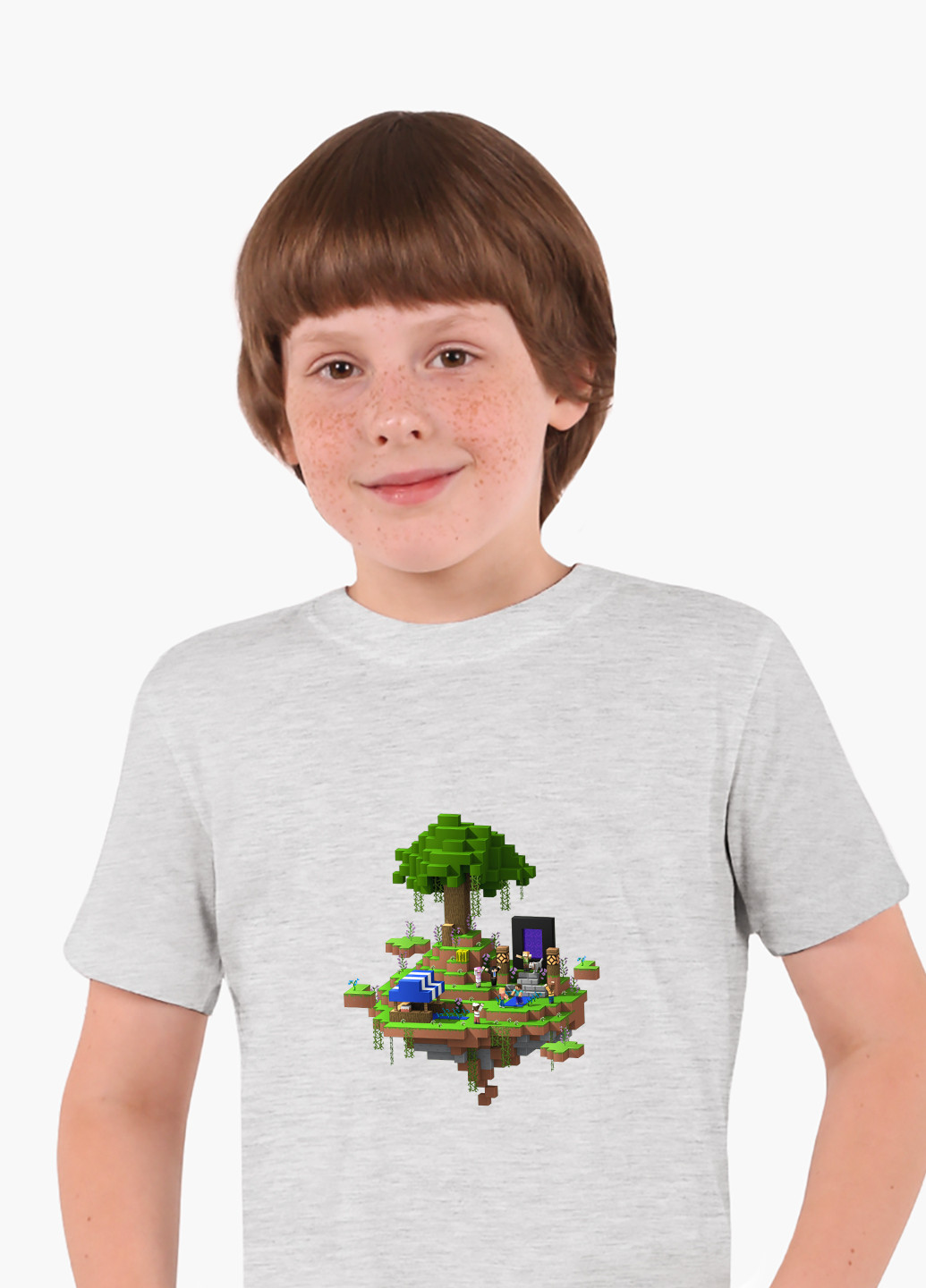 Светло-серая демисезонная футболка детская майнкрафт (minecraft)(9224-1177) MobiPrint