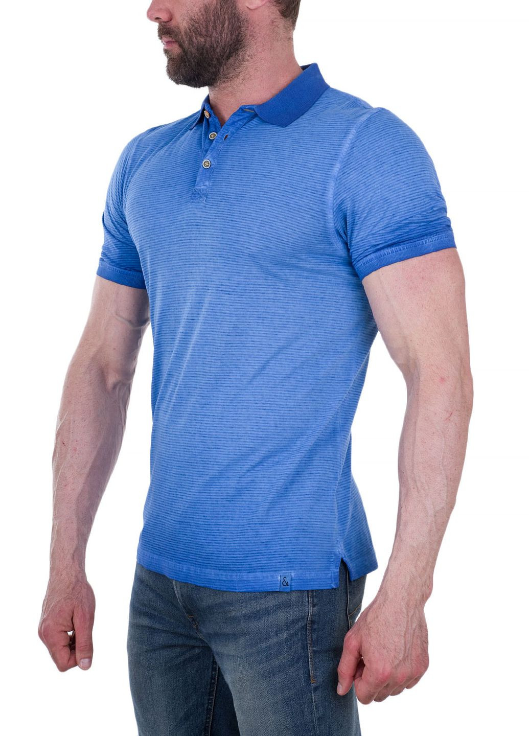 Синяя футболка-поло для мужчин COLOURS & SONS однотонная