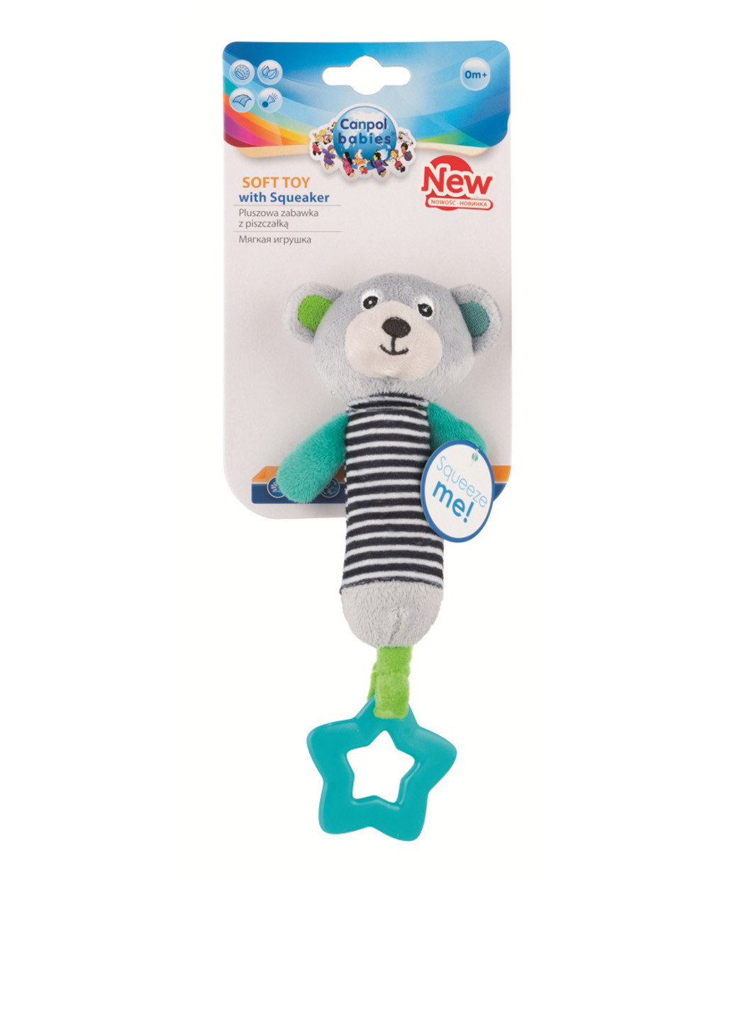 игрушка плюшевая с пищалкой и зубогрызкой BEARS 0+ серая Canpol Babies (91069052)