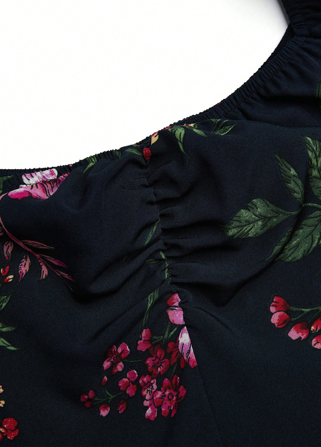 Чорна кежуал сукня з спідницею-сонце, в стилі армпір SHEIN з квітковим принтом