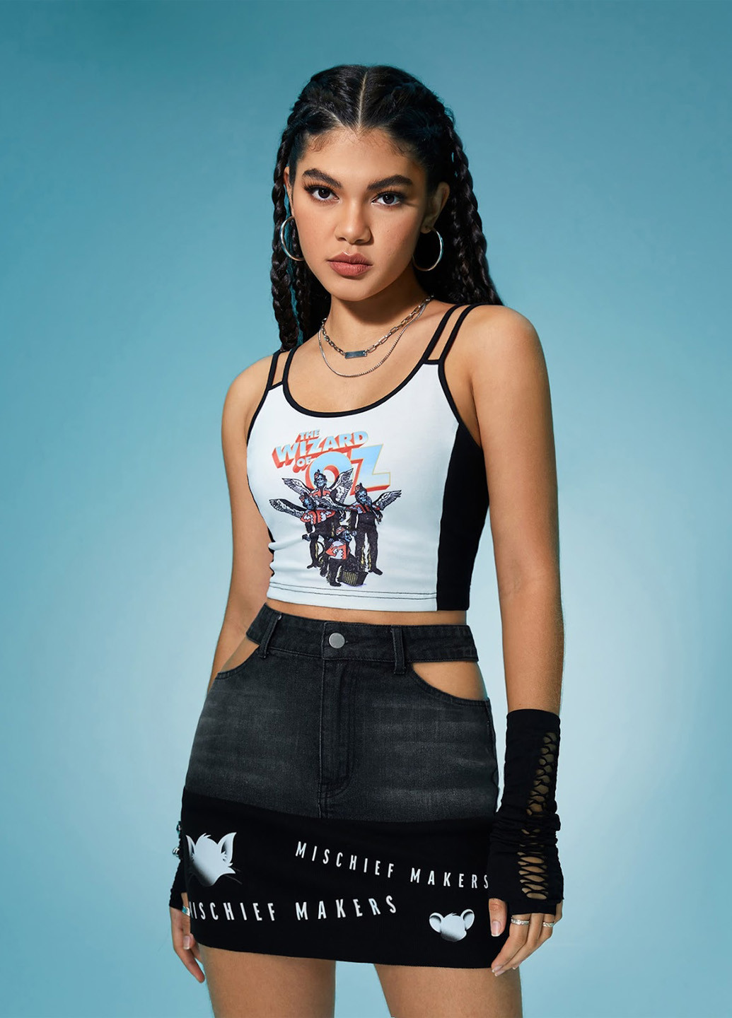 Черная джинсовая, кэжуал с надписью юбка SHEIN