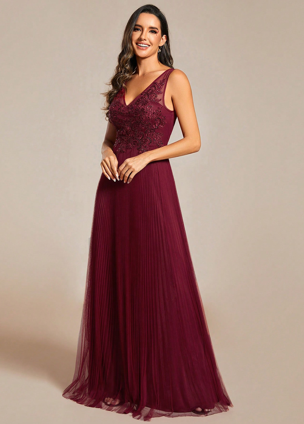 Бордова кежуал сукня а-силует SHEIN однотонна