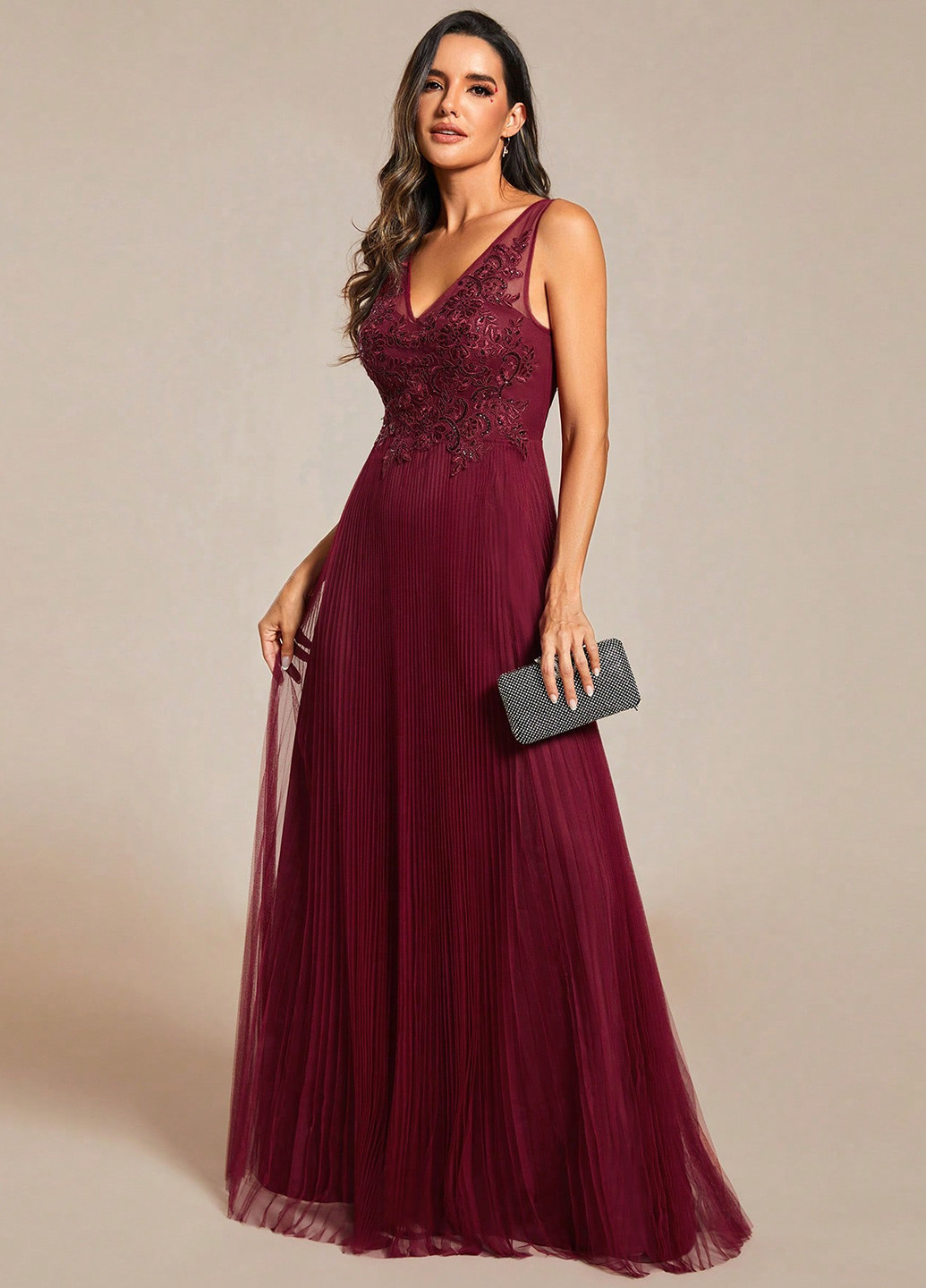 Бордова кежуал сукня а-силует SHEIN однотонна