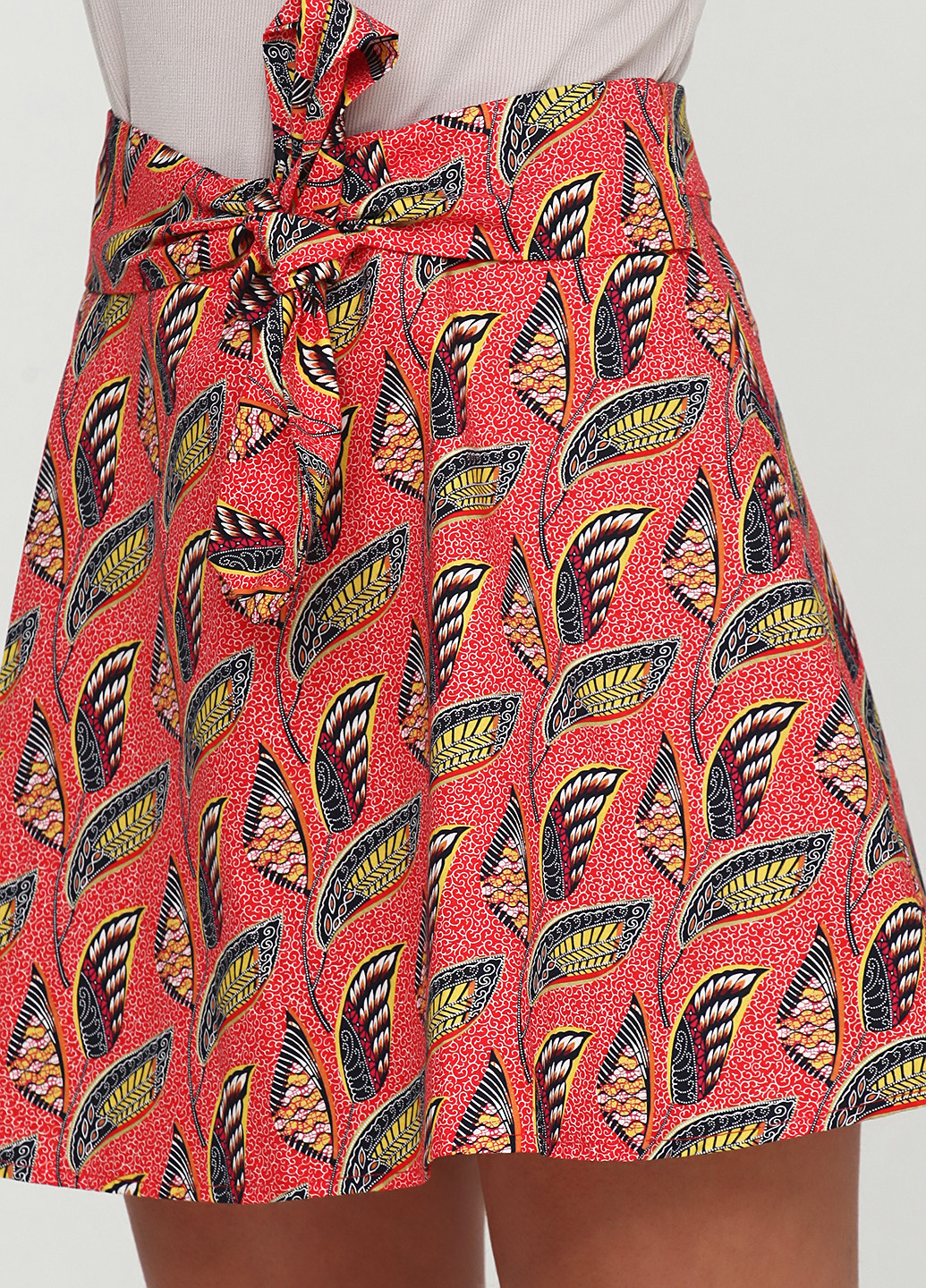 Красная кэжуал с рисунком юбка Etam а-силуэта (трапеция)