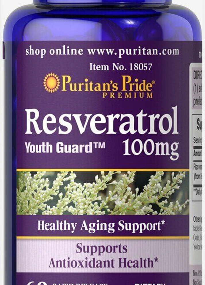 Ресвератрол Puritan's Pride Resveratrol 100 mg 60 Capsules Puritans Pride (255390341)