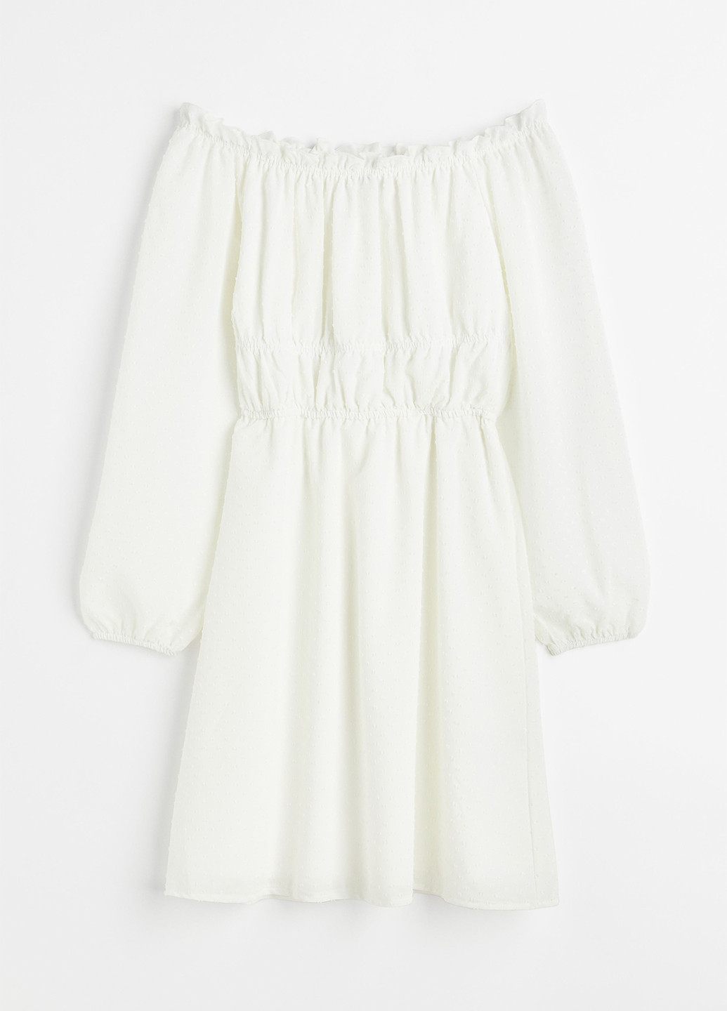 Білий кежуал сукня з відкритими плечима, кльош H&M однотонна