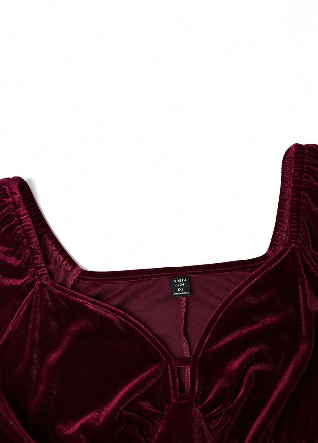 Бордовое кэжуал платье клеш SHEIN однотонное