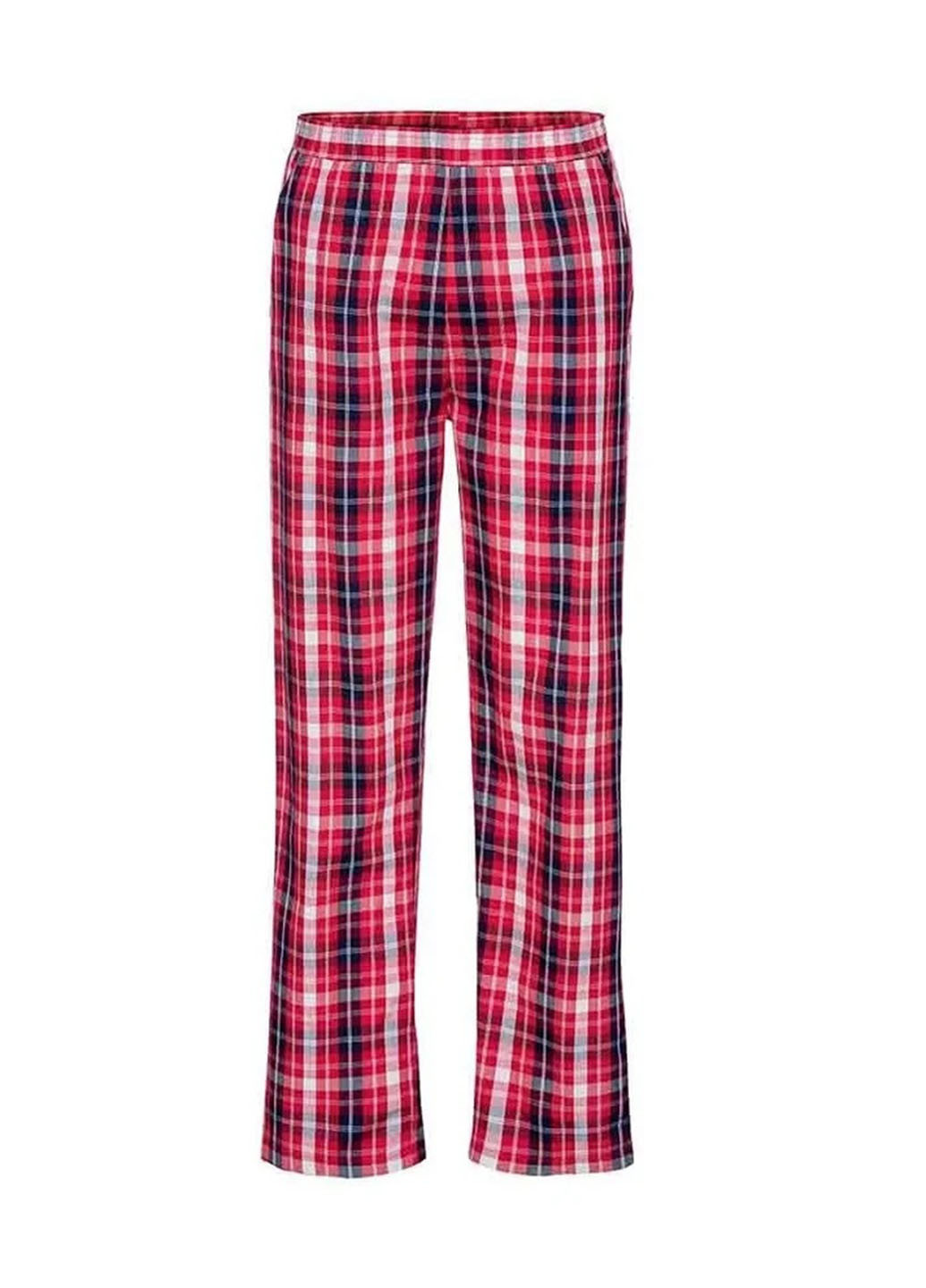 Пижама (лонгслив, брюки) Livergy лонгслив + брюки клетка индиго домашняя хлопок, трикотаж