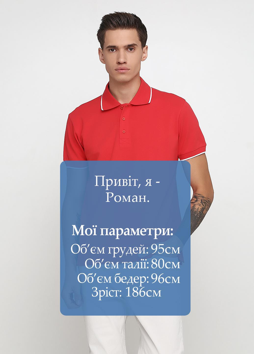 Красная футболка-поло для мужчин FABETI однотонная