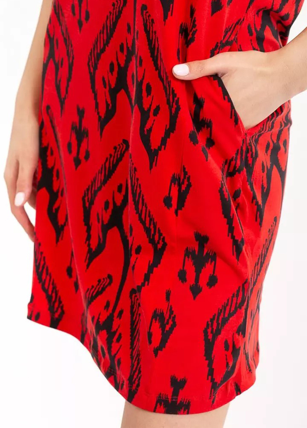 Красное кэжуал платье BBL с орнаментом
