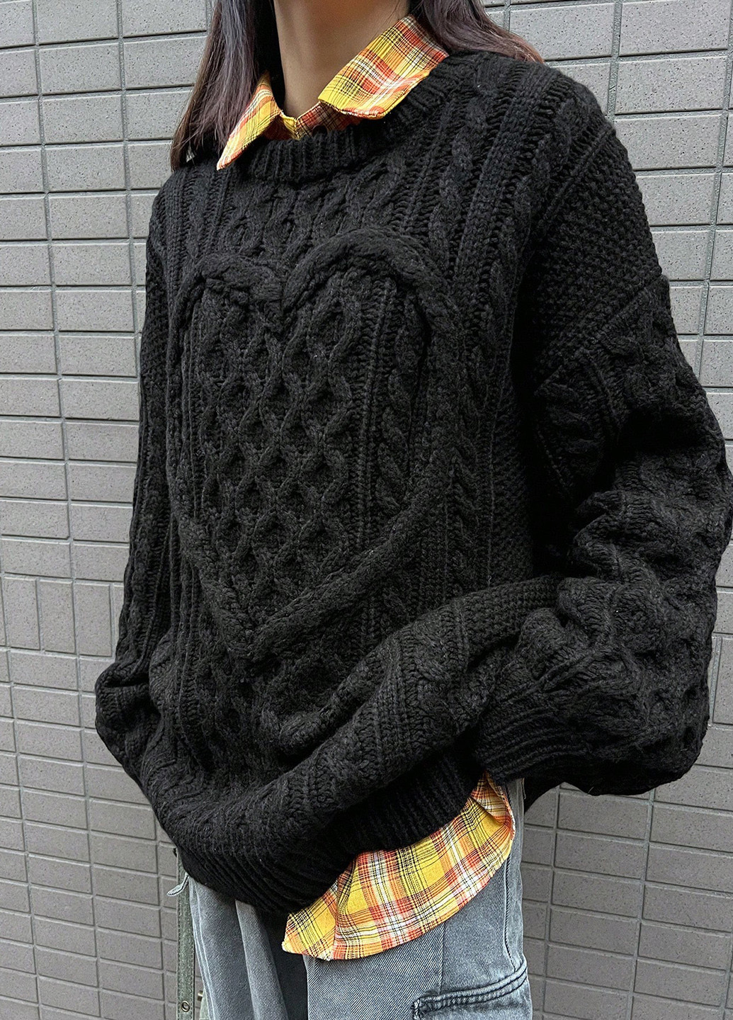 Черный зимний свитер джемпер SHEIN