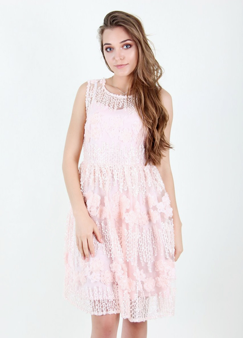 Светло-розовое коктейльное платье Meixin однотонное