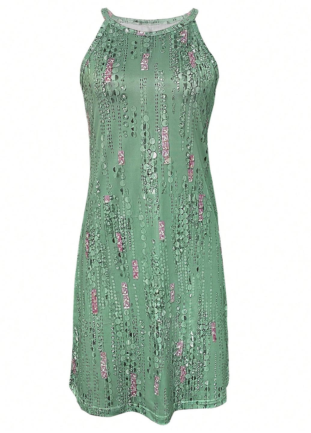 Зеленое кэжуал платье а-силуэт SHEIN с рисунком