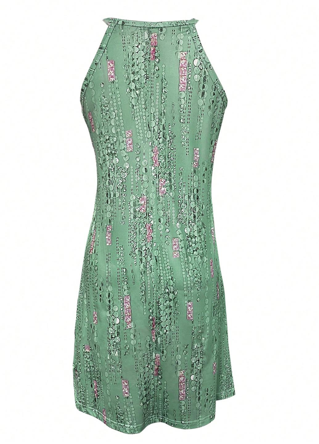 Зеленое кэжуал платье а-силуэт SHEIN с рисунком