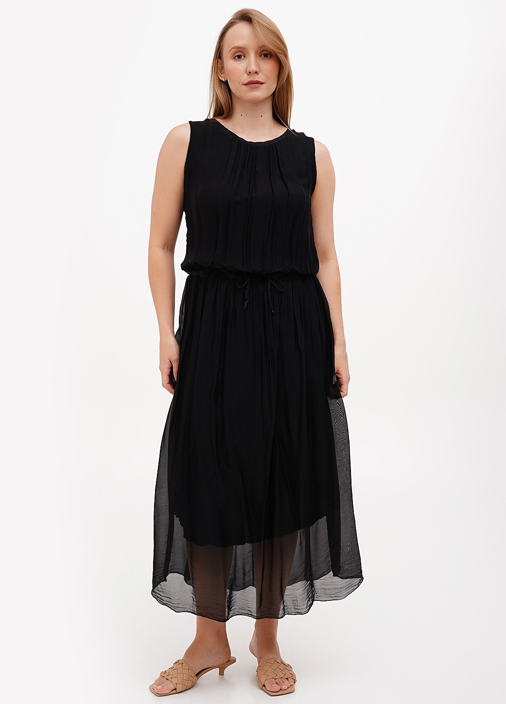 Черное кэжуал платье Pura Seta однотонное