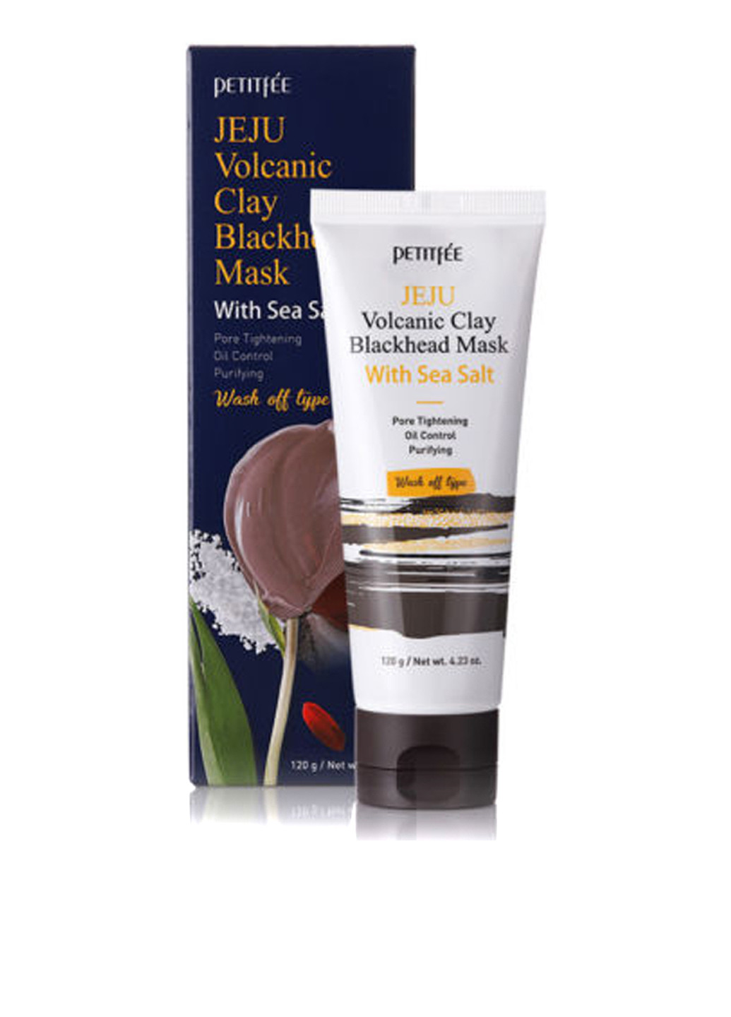 Маска для обличчя з вулканічним попелом Jeju Volcanic Clay Blackhead Mask With Sea Salt 120 г Petitfee & Koelf (88101097)