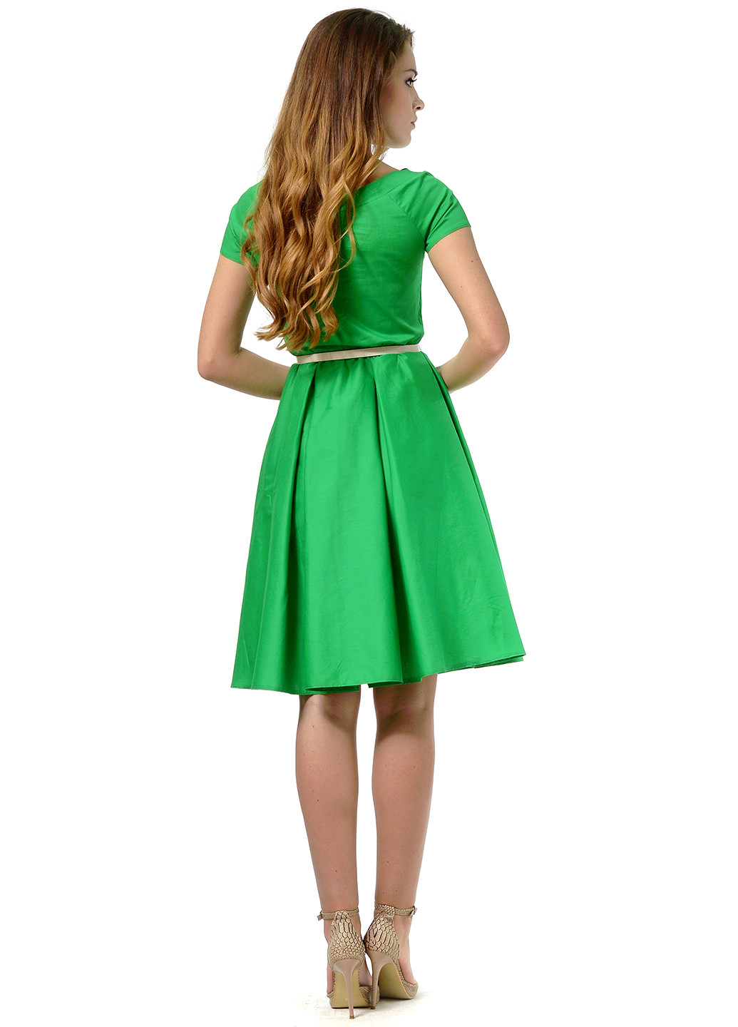 Зеленое кэжуал платье Lemon однотонное