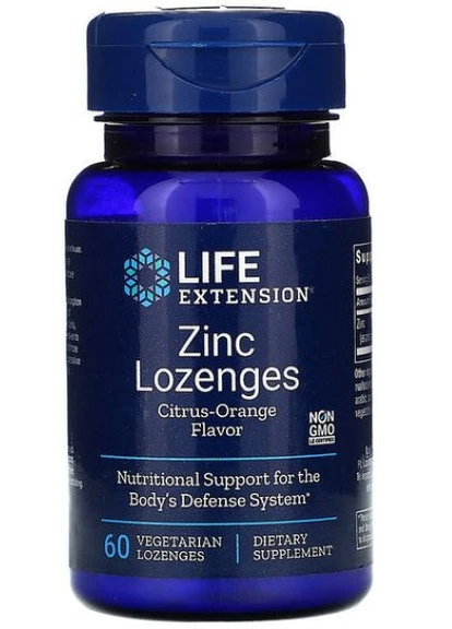 Цинк Zinc Lozenges Citrus-Orange Flavor 60 Vegetarian Lozenges Life Extension (254968701)