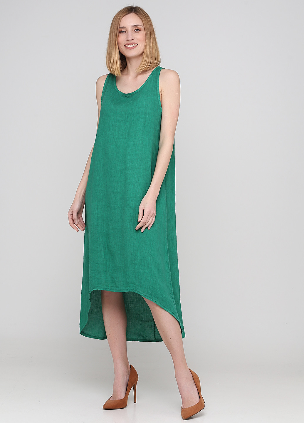 Зеленое кэжуал платье а-силуэт Made in Italy однотонное