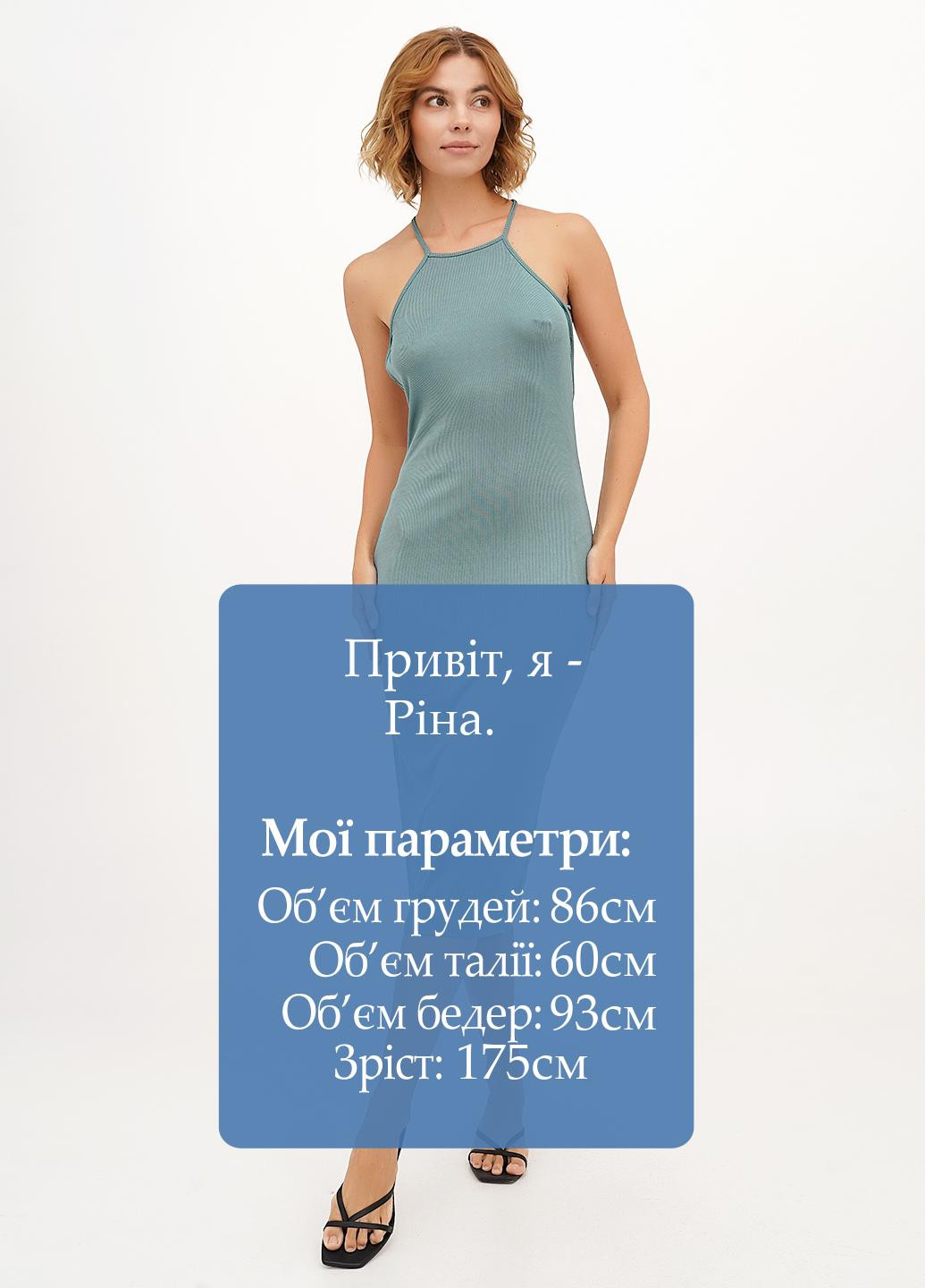 Зеленое кэжуал платье с открытой спиной, силуэтная Vicolo однотонное