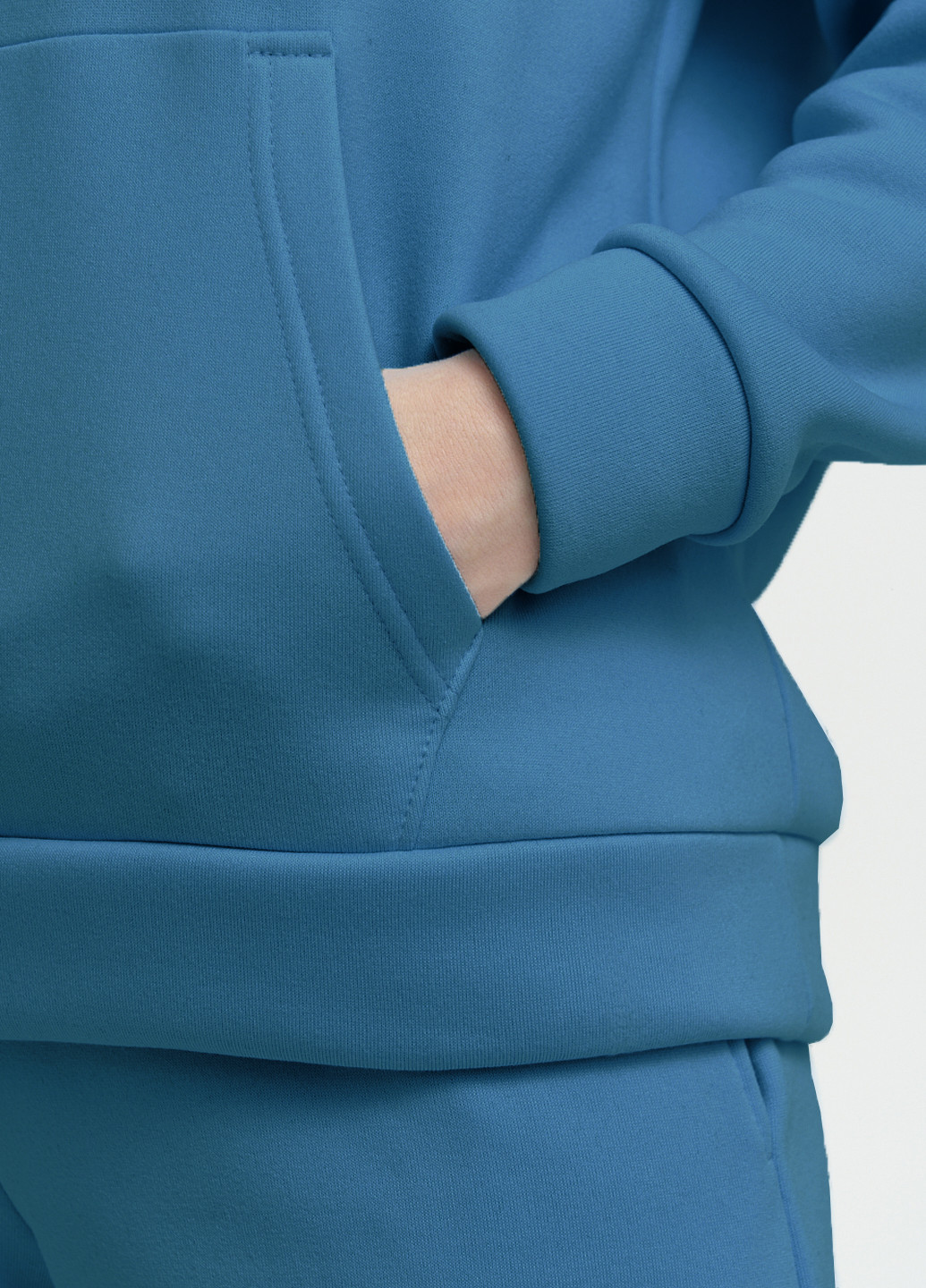 Худі жіночий на флісі KASTA design однотонні сині спортивні поліестер, фліс, футер