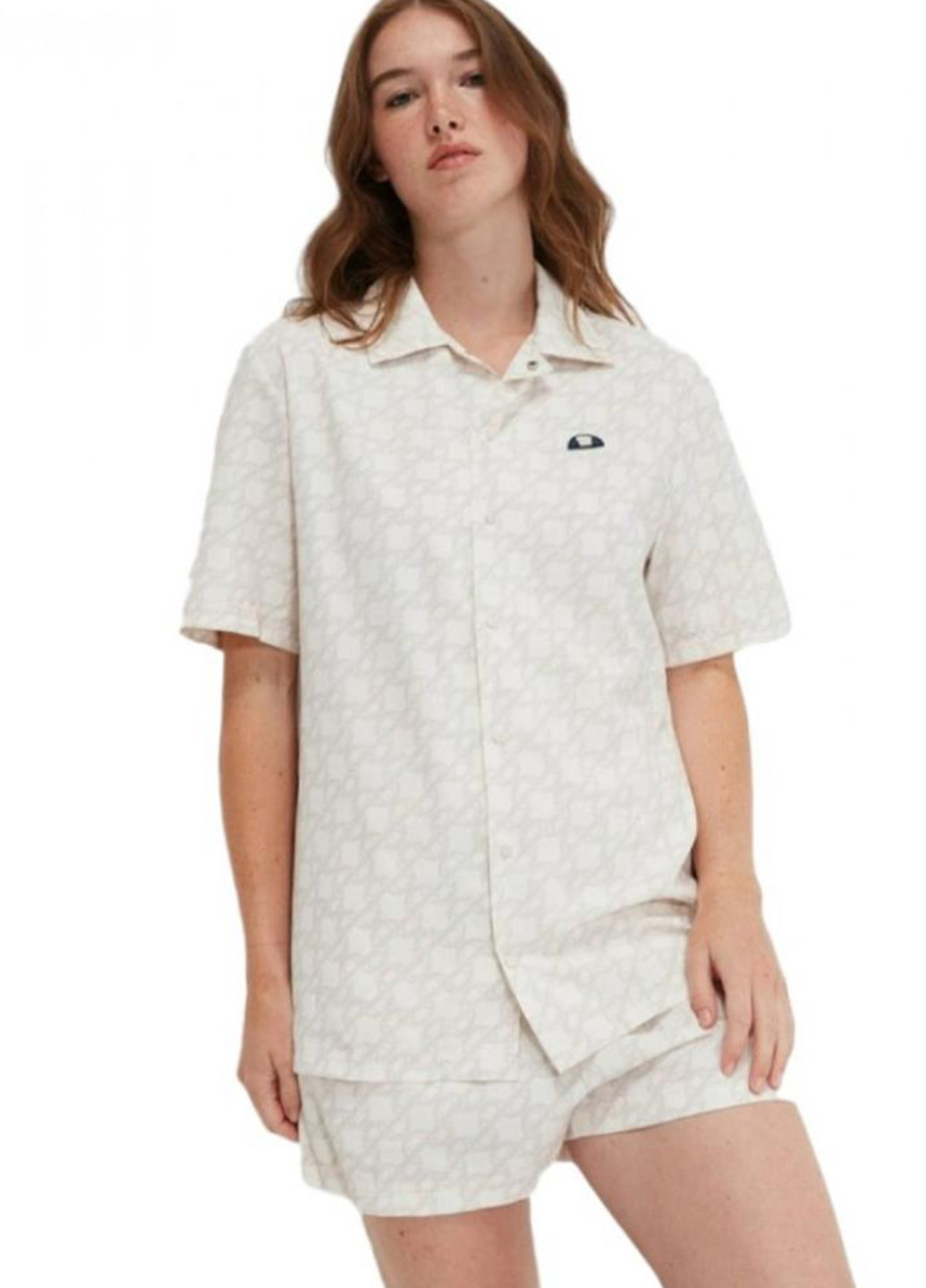 Молочная кэжуал рубашка с абстрактным узором Ellesse